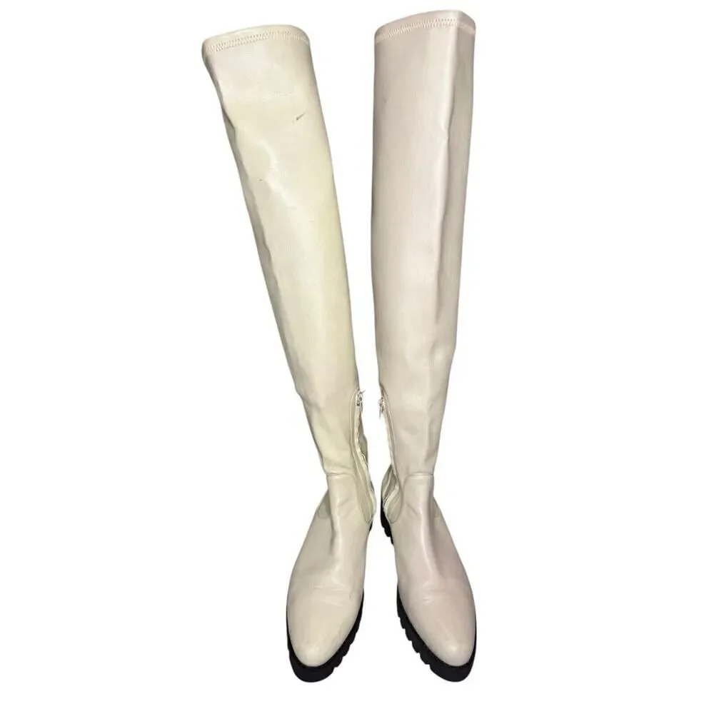 Theory Over-The-Knee Boot in Faux Leather White sz 9 US